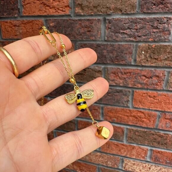 Bumble Bee 18K Gold Stainless Steel Waterproof Necklace - Picture 9 of 14